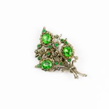 Main view of Green Rhinestone Bouquet Brooch