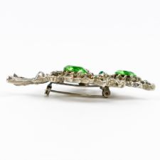 Side clasp view of Green Rhinestone Bouquet Brooch