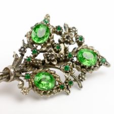 Alternative close up view of Green Rhinestone Bouquet Brooch