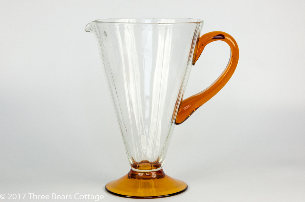 Glass Cocktail Jug with Amber Handle and Foot
